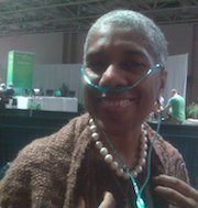 pic of Niamo inhaling oxygen and frankincense at the 2011 Young Living EO convention