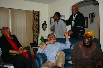 pic of laughing facilitators of the Int'l Black Summit, Coates Residence, Wash., DC