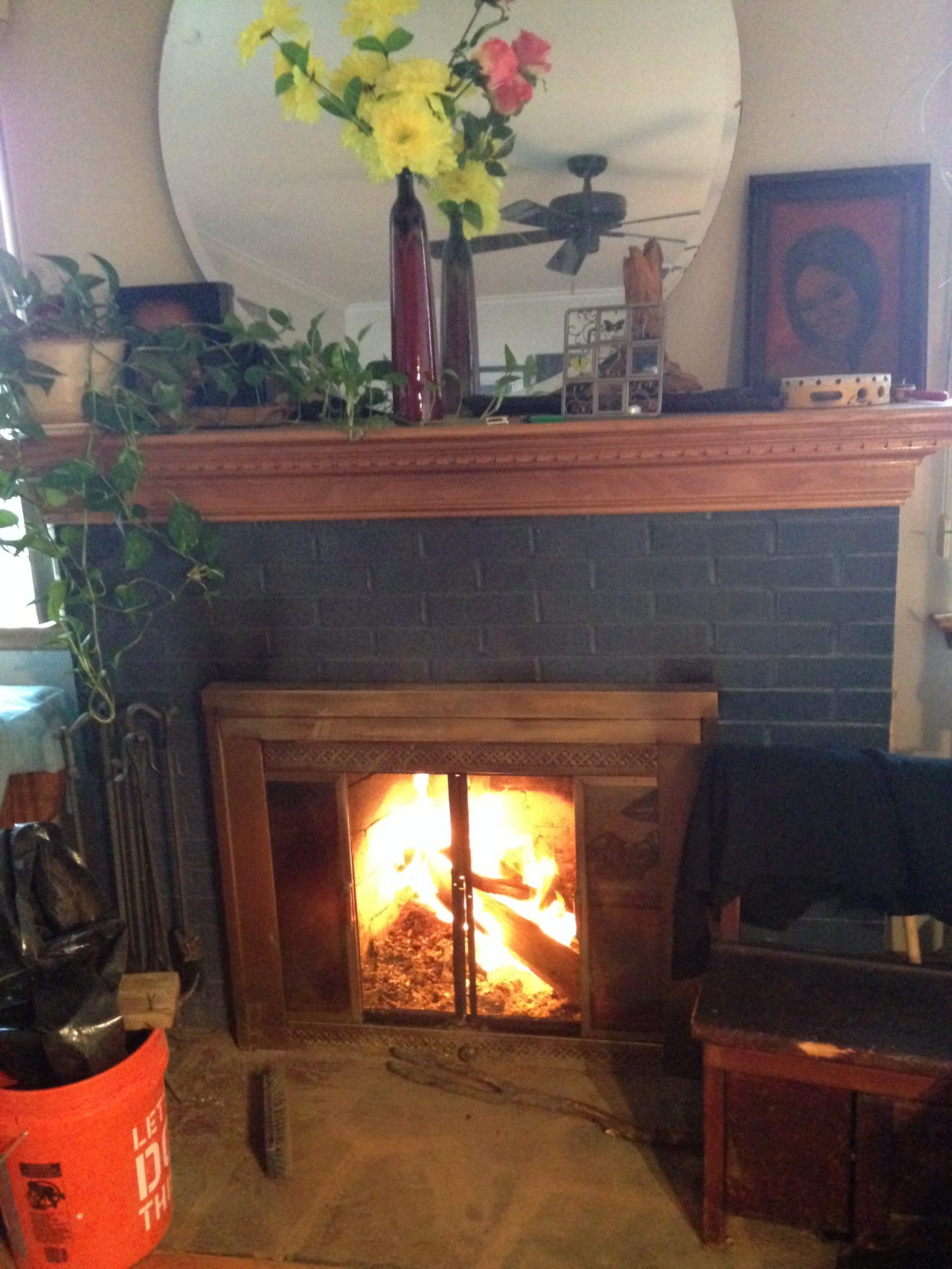 pic of fireplace. energetics inside. burn up excess