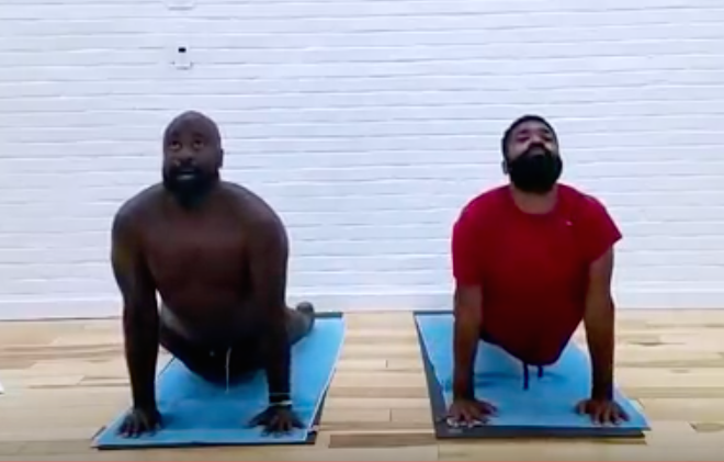 pic of men doing yoga 4 oil prep